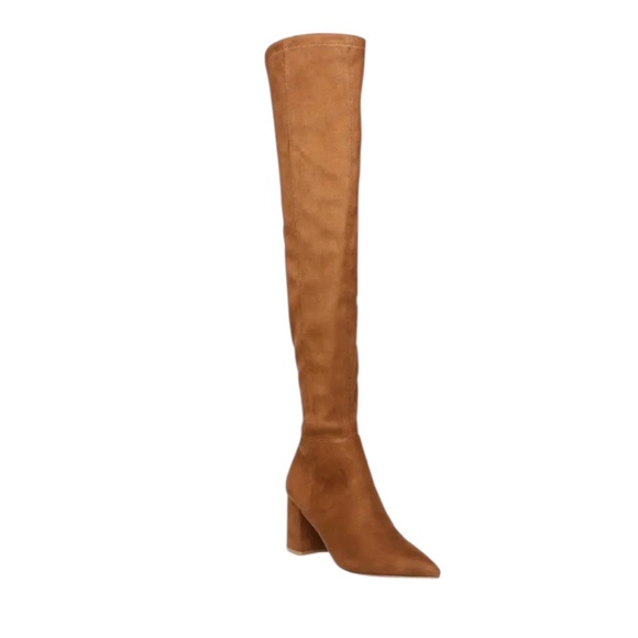 Steve Madden Nifty Pointed Toe Over the Knee Boots - Congac Brown Suede Size 8 - Picture 3 of 16